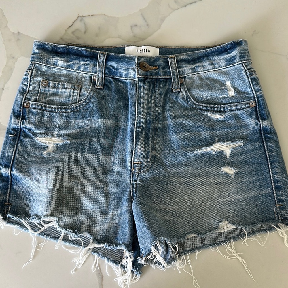 Pistola Blue Jean Shorts Distressed Cut-Offs